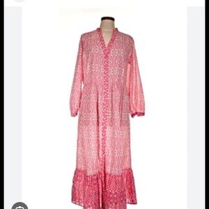 Zara Pink Printed Long-Sleeve Maxi Dress